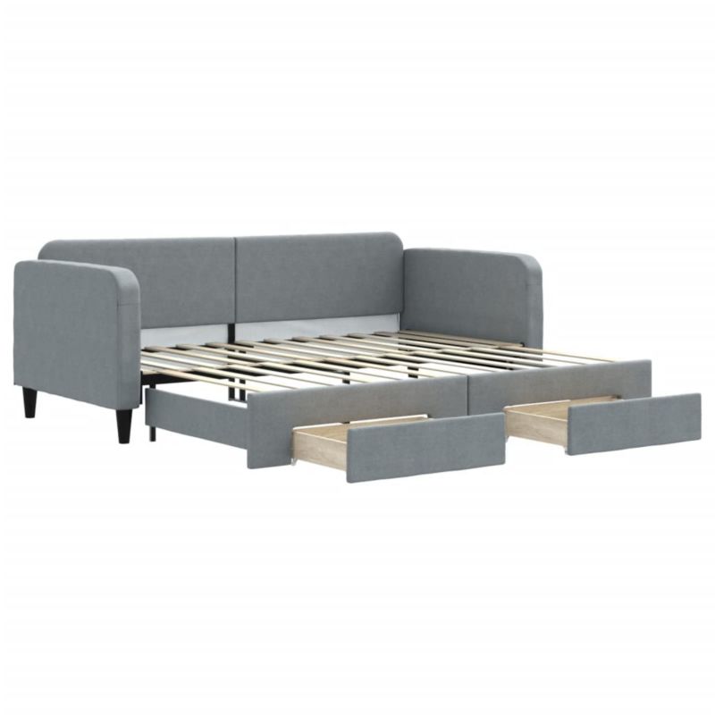 Sofa rozkładana WaszeMeble 90x200 cm Jasnoszary tkanina z szufladami WM-3196852 1 szt.
