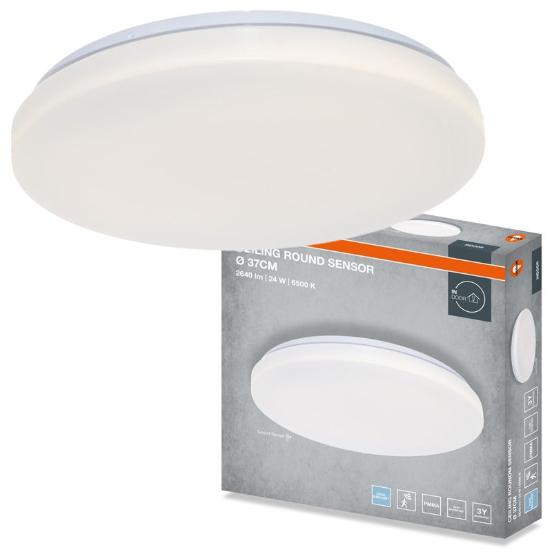 Plafon Osram Round Lampa Sufitowa Plafon LED Czujnik Dźwięku i Światła 24W 1920lm 6500K Okrągły Biały 1 szt.