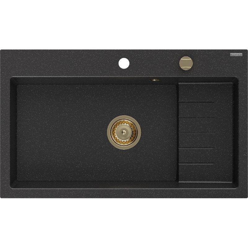 Zlewozmywak wpuszczany Mexen Omar 1-komorowy czarny/srebrny metalik 800x480 mm - 6520801005-73-B 1 szt.