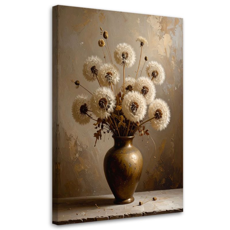 Obraz pionowy do salonu biura kuchni Feeby Dmuchawce bukiet w beżu 60x90cm 1szt