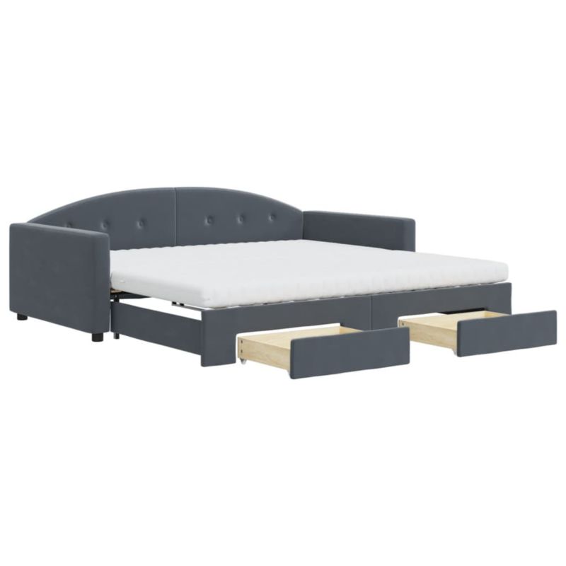 Sofa rozkładana WaszeMeble 100x200 cm Ciemnoszary aksamit z szufladami WM-3197381 1 szt.
