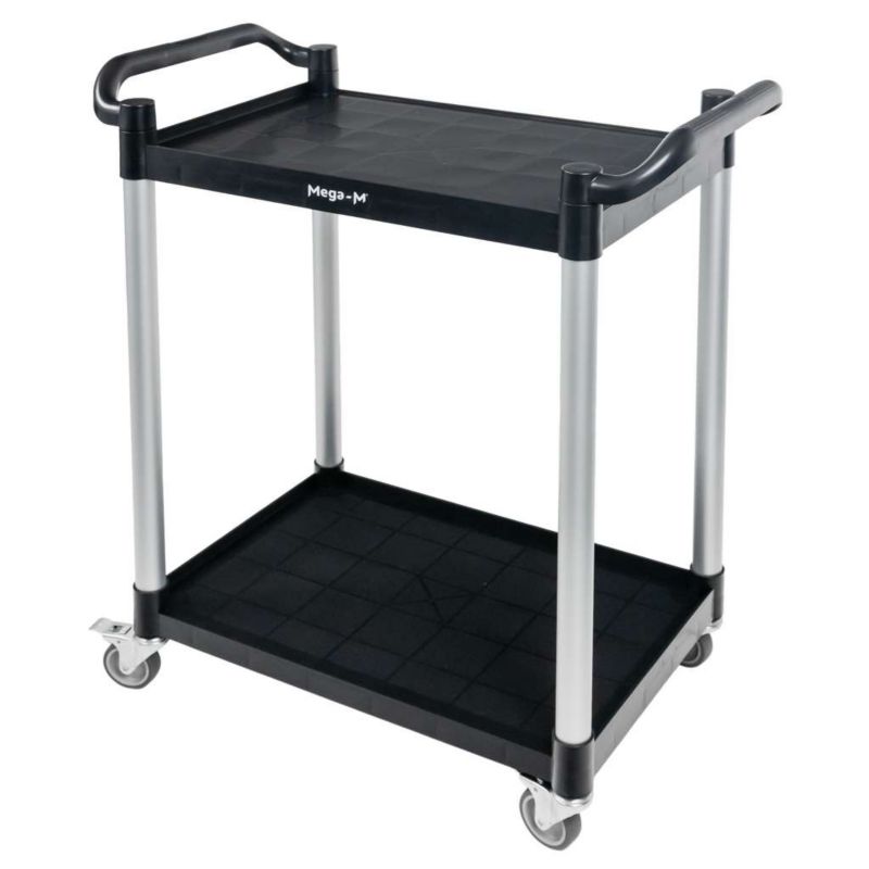 Wózek Mega-M kelnerski cateringowy do serwowania z tworzywa na kółkach 2 półki 80x40x95 cm czarny 1szt.