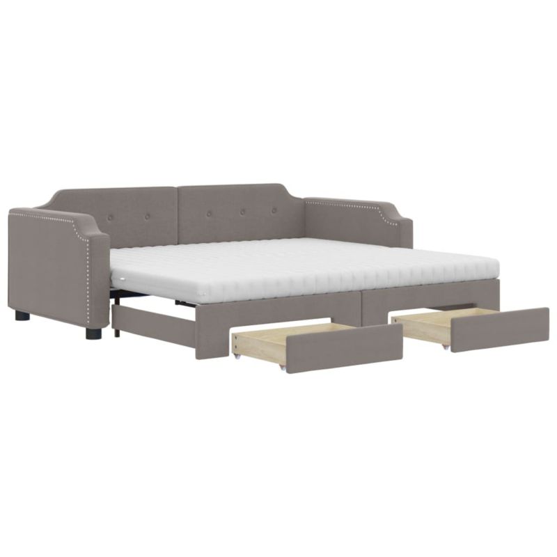 Sofa rozkładana WaszeMeble 80x200 cm Taupe tkanina z szufladami WM-3197686 1 szt.