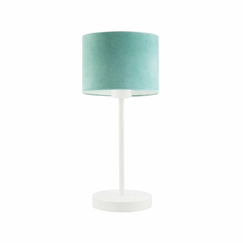 Lampka Nocna Volta Light Factory Blues Abażur Miętowy welur Walec 1xE27 1szt.