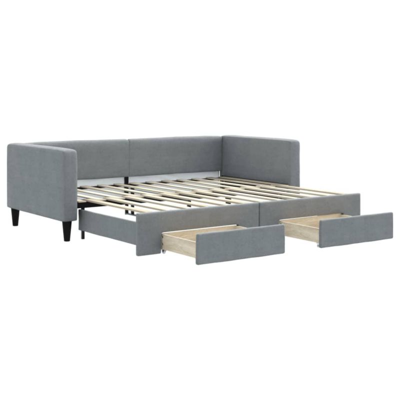 Sofa rozkładana WaszeMeble 90x200 cm Jasnoszary tkanina z szufladami WM-3196614 1 szt.