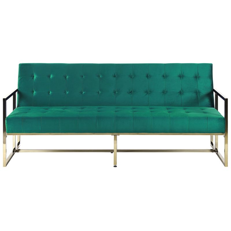 Sofa rozkładana dla 3 osób Marstal Welur Szmaragdowy 1 szt.