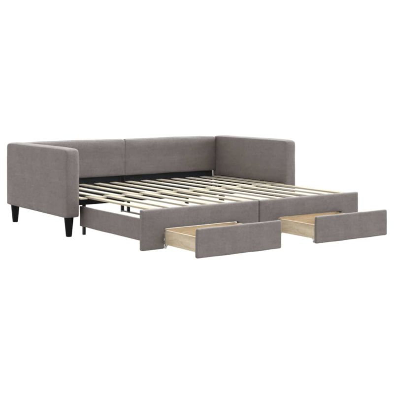 Sofa rozkładana WaszeMeble 100x200 cm Taupe tkanina z szufladami WM-3196622 1 szt.