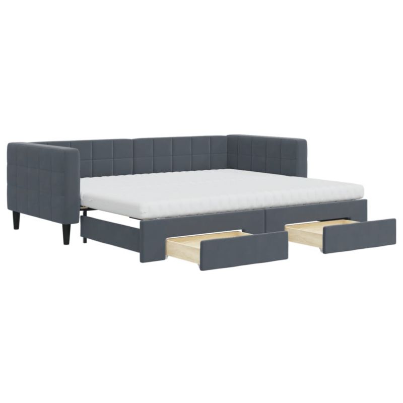 Sofa rozkładana WaszeMeble 90x200 cm Ciemnoszary aksamit z szufladami WM-3196764 1 szt.