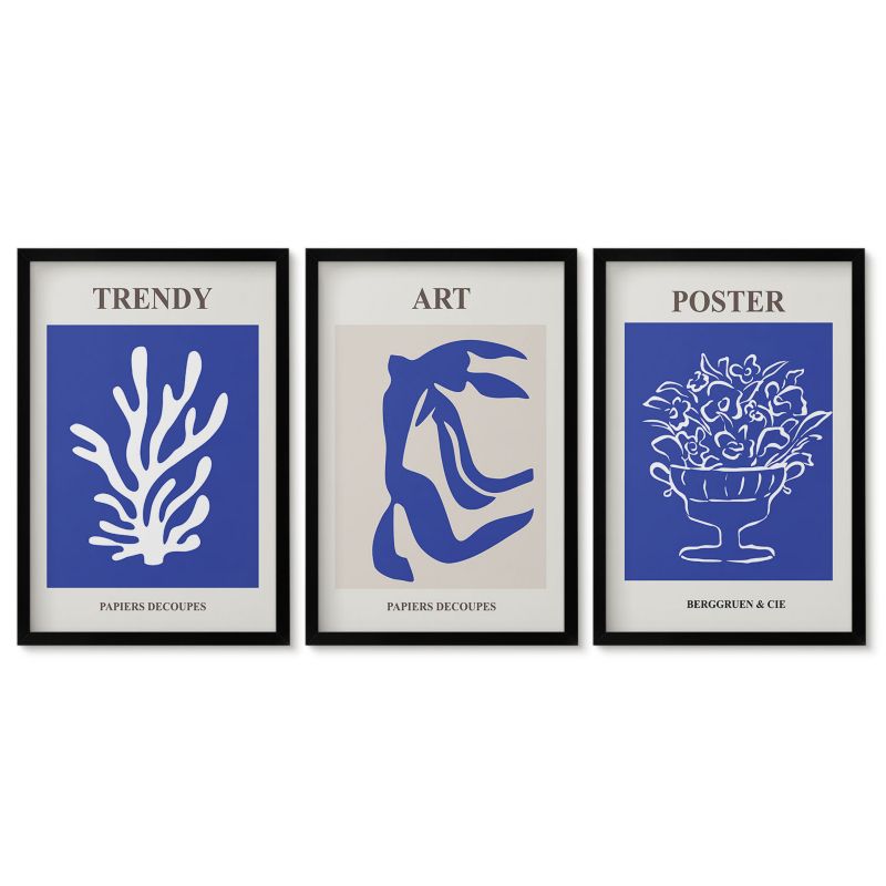 Zestaw 3 obrazów w czarnej ramie Tulup 40x60 cm Abstrakcyjne postery Matisse Obrazy do kuchni w ramie 1 kpl