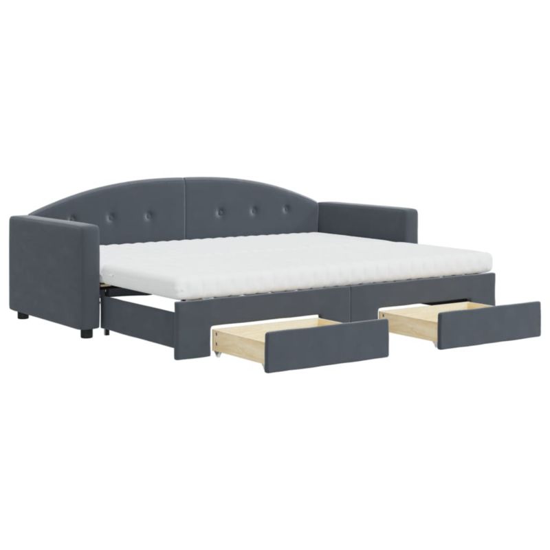 Sofa rozkładana WaszeMeble 80x200 cm Ciemnoszary aksamit z szufladami WM-3197367 1 szt.