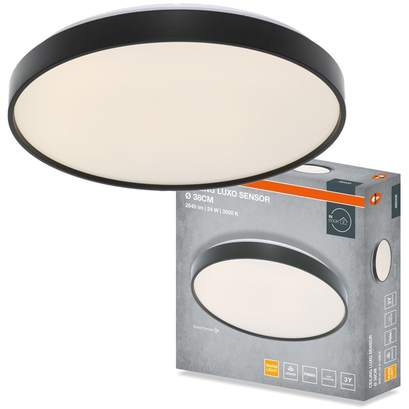 Plafon Osram Luxo Lampa Sufitowa Plafon LED 24W 1320lm 3000K Okrągły Czarny 1 szt.