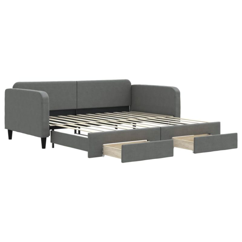 Sofa rozkładana WaszeMeble 100x200 cm Ciemnoszary tkanina z szufladami WM-3196858 1 szt.