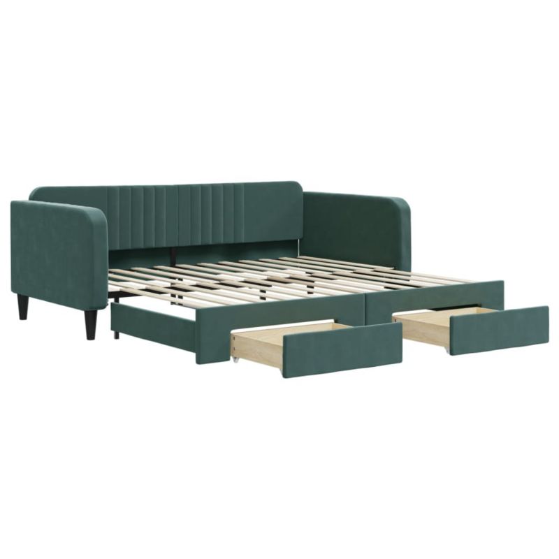 Sofa rozkładana WaszeMeble 100x200 cm Ciemnozielony aksamit z szufladami WM-3197120 1 szt.