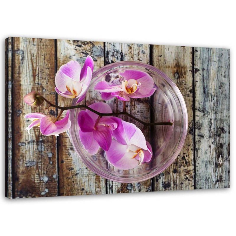 Obraz na płótnie Feeby Orchidea na tle desek 120x80cm 1szt