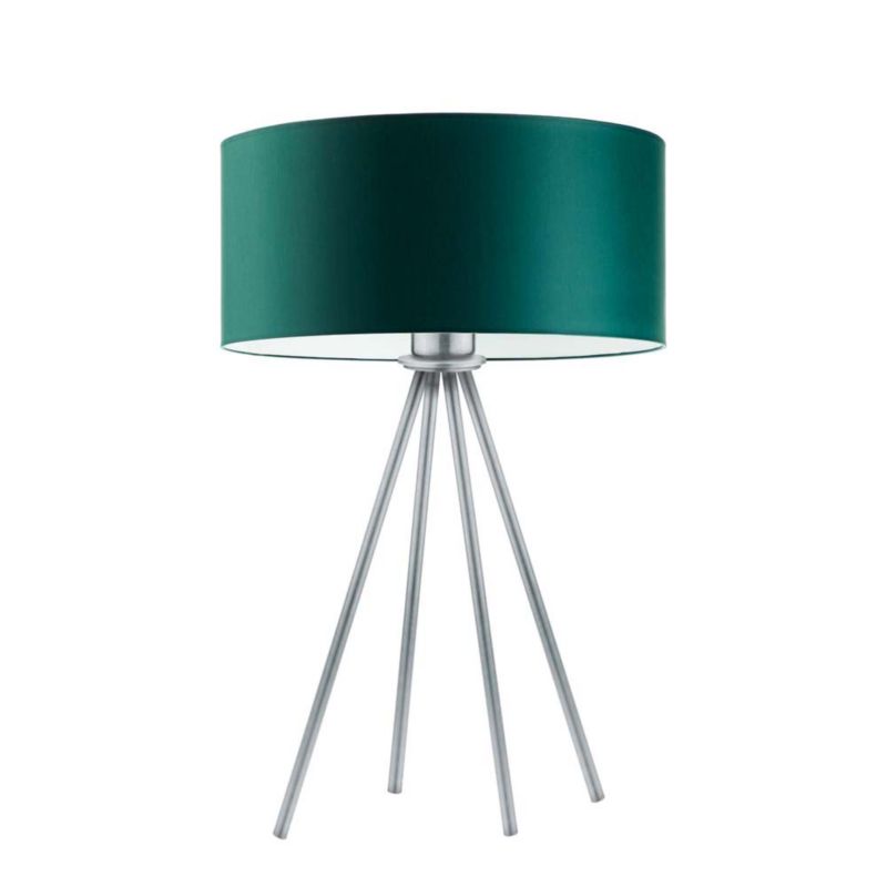 Lampka Nocna Volta Light Factory Solaris Abażur Srebrny/Butelkowa zieleń 1xE27 1szt.