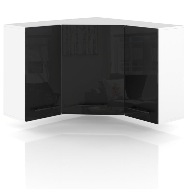 Szafka Kuchenna Hurtownia-Mebli Wisząca Narożna GN90X90 sPremium 90cm Biały Mat Czarny Połysk 90x32x72 cm 1szt.