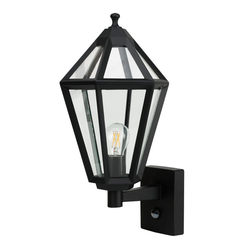 Kinkiet ogrodowy GoodHome Radley z czujnikiem ruchu górny E27 IP44 czarny