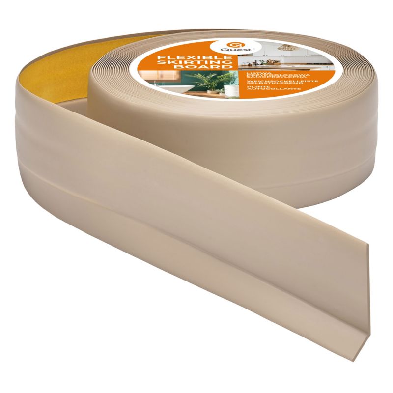 Listwa przypodłogowa PCV 50x20 mm QUEST, samoprzylepna elastyczna, miękka listwa podłogowa, cokołowa - 15m, beżowy, 1 szt.