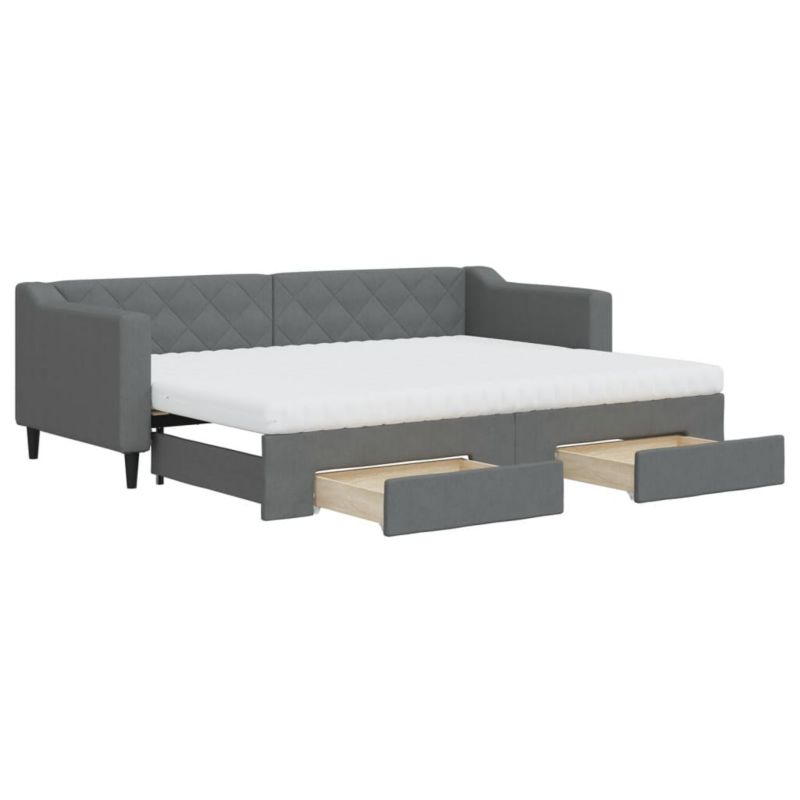 Sofa rozkładana WaszeMeble 80x200 cm Ciemnoszary tkanina z szufladami WM-3197476 1 szt.