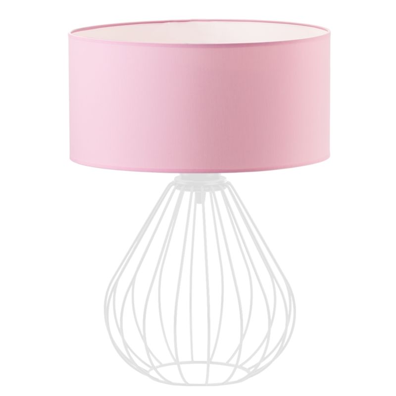 Lampka Nocna Volta Light Factory Konwalia Abażur Biały/Różowy 1xE27 1szt.