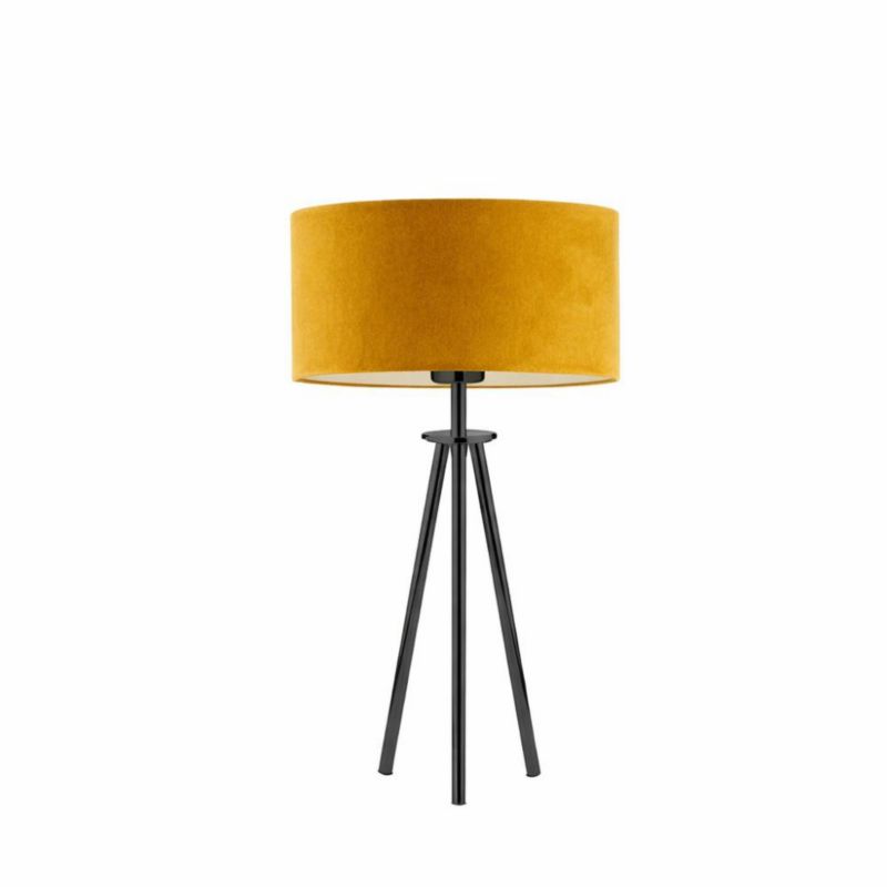 Lampka Nocna Volta Light Factory Deco Abażur Musztardowy welur Walec 1xE27 1szt.