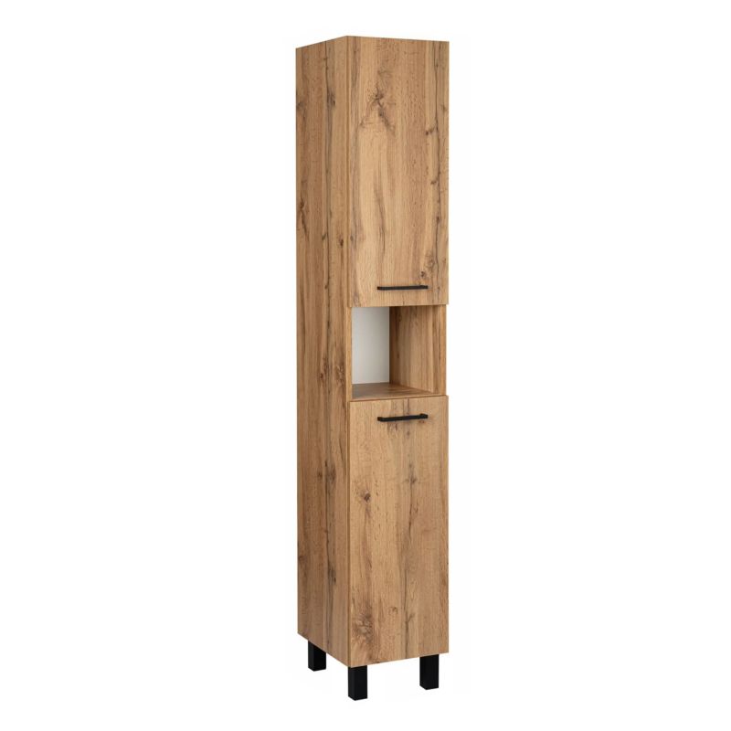 Słupek Łazienkowy Stamar Stojący Szafka 300x1800mm Dąb Wotan Półki 2 Drzwi 1 szt
