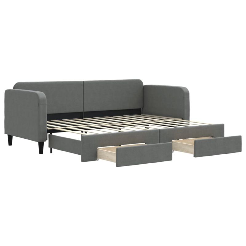 Sofa rozkładana WaszeMeble 80x200 cm Ciemnoszary tkanina z szufladami WM-3196848 1 szt.