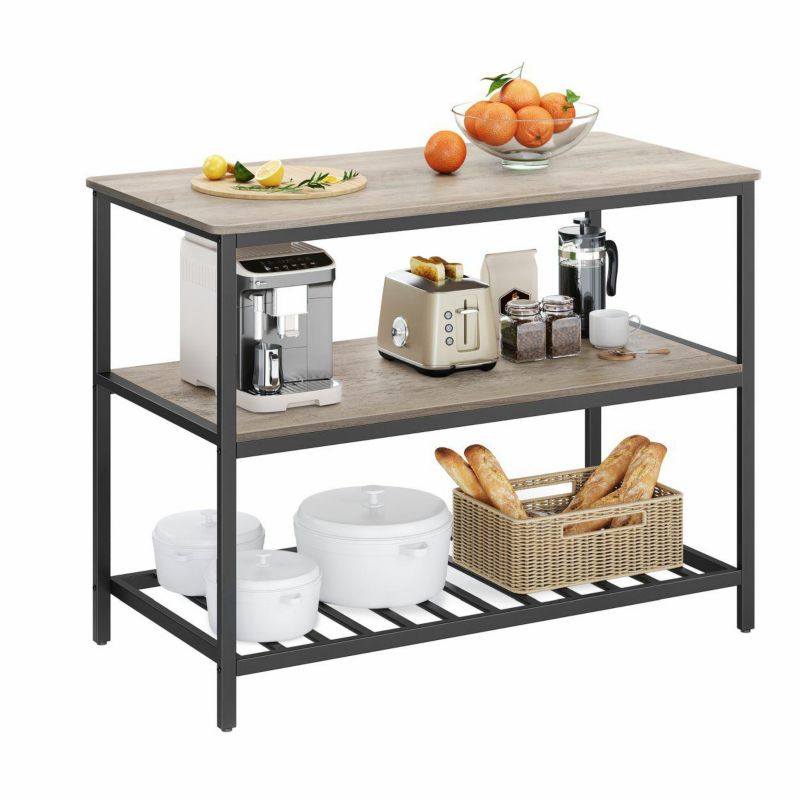 Stolik kuchenny VASAGLE Songmics szaro czarny 3 półki 60x120x90 cm 1 szt.