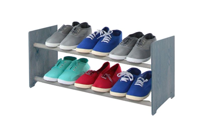 Regał na buty MODO24 drewniany 2 półki szerokość 65 cm szary 1 szt.