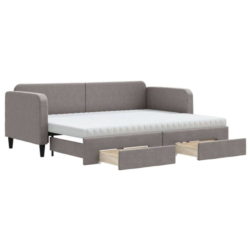 Sofa rozkładana WaszeMeble 80x200 cm Taupe tkanina z szufladami WM-3196868 1 szt.