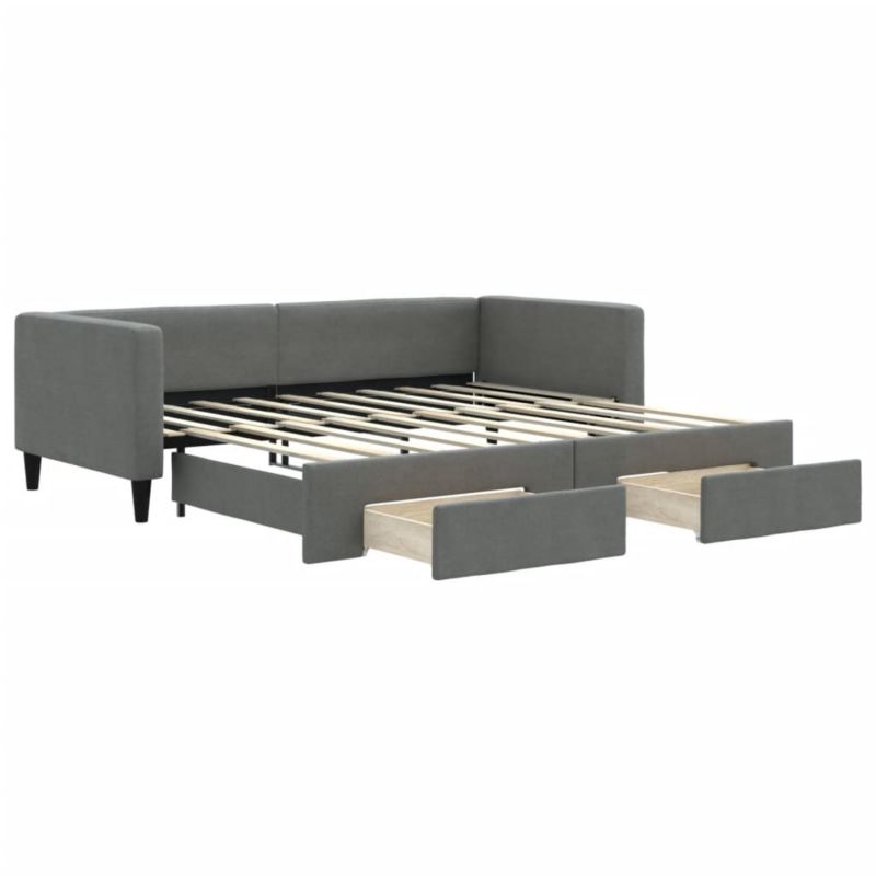 Sofa rozkładana WaszeMeble 90x190 cm Ciemnoszary tkanina z szufladami WM-3196625 1 szt.