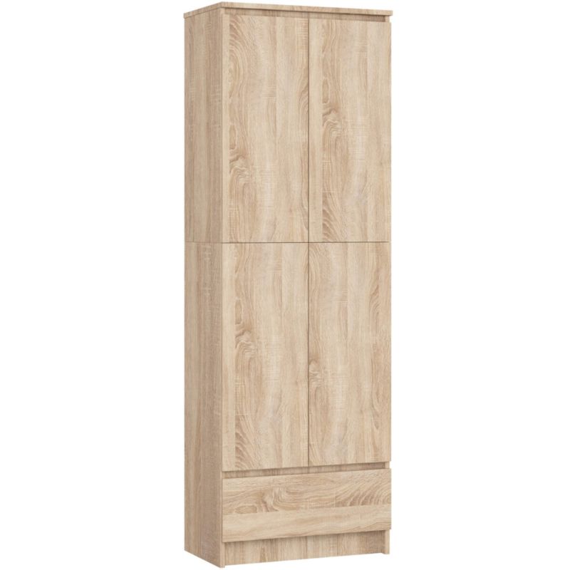Regał Akord R60 Dąb Sonoma 60 cm 2 drzwi 1 szuflada kolor Dąb Sonoma mat 4 półki 60x35x180 cm 1 szt.