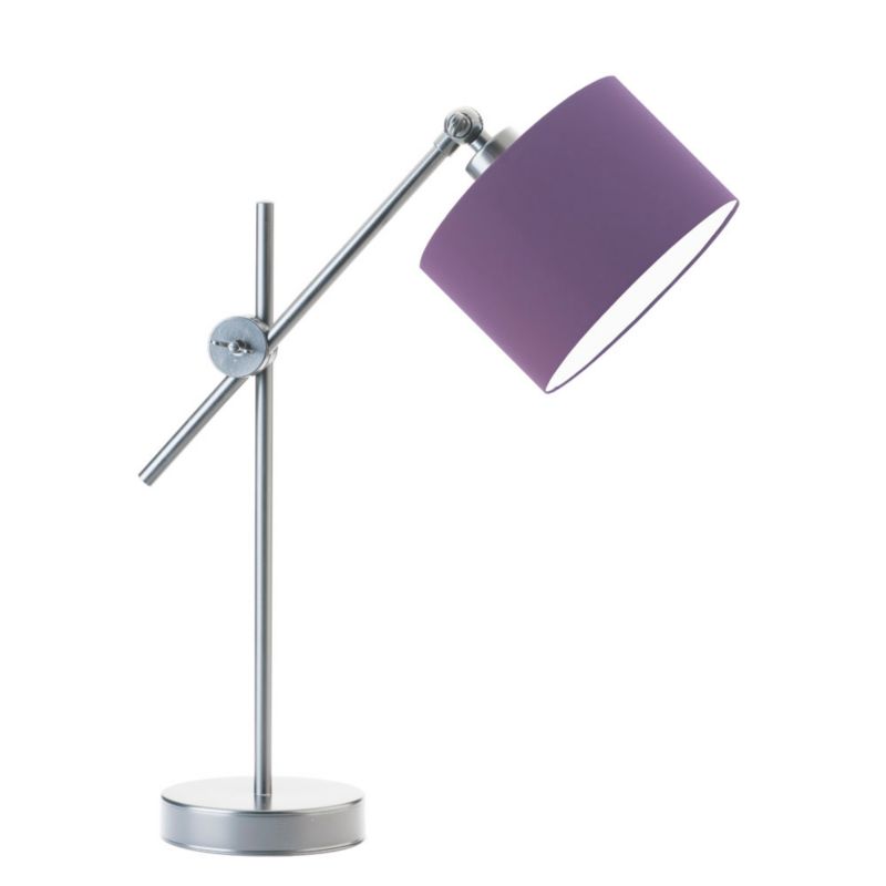 Lampka Nocna Volta Light Factory Modern Abażur Srebrny/Fioletowy Walec 1xE27 1szt.