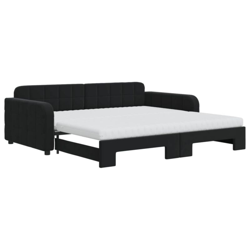 Sofa rozkładana WaszeMeble 100x200 cm Czarny aksamit WM-3196964 1 szt.