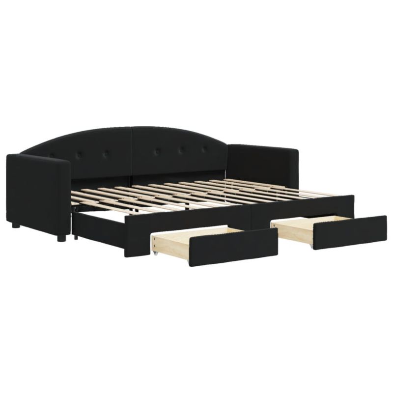Sofa rozkładana WaszeMeble 80x200 cm Czarny aksamit z szufladami WM-3197346 1 szt.