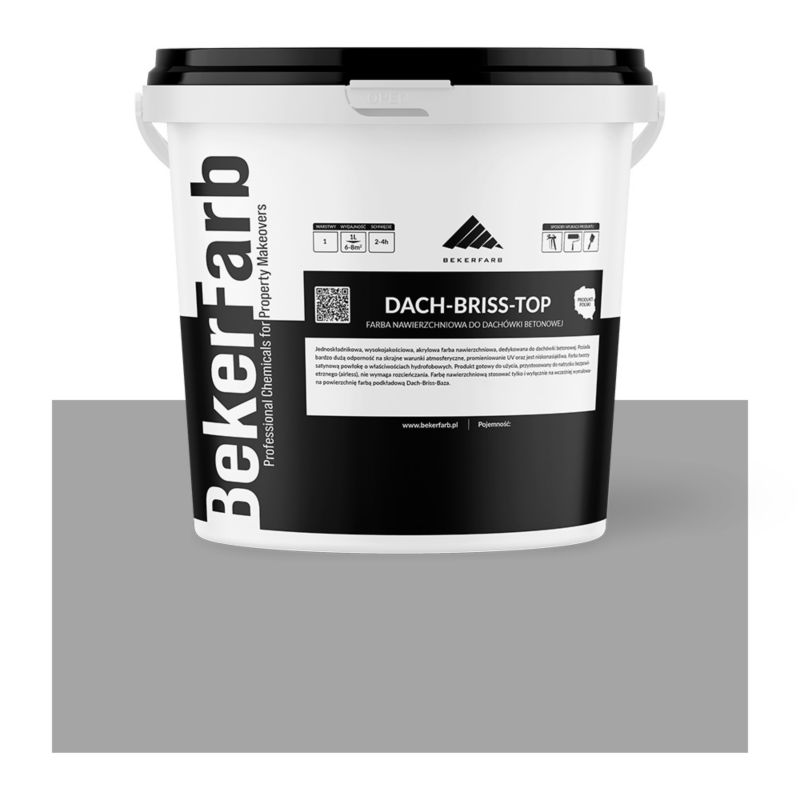 Nawierzchniowa Farba na Dach do Dachówki Betonowej Bekerfarb Szare Aluminium 5l 1 szt.