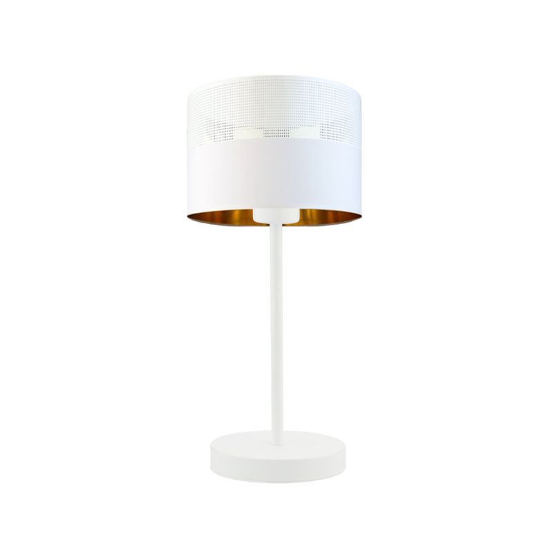 Lampka Nocna Volta Light Factory Blues Abażur Biały ze złotem Walec 1xE27 1szt.