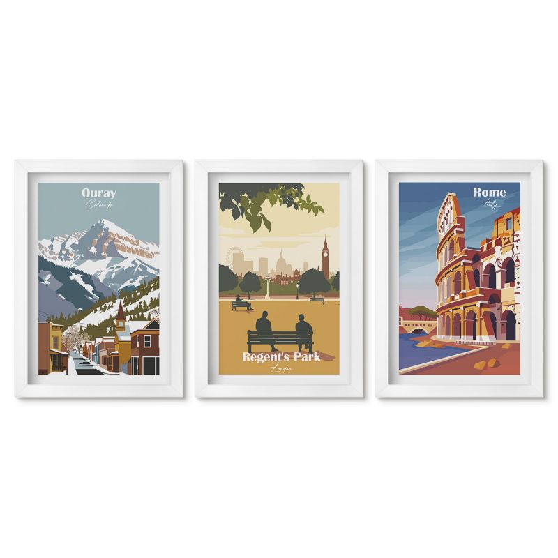 Obrazy w białej ramie Tulup 20x30 cm Góry Ouray Londyn Koloseum Małe obrazy do kuchni w ramie 1 kpl