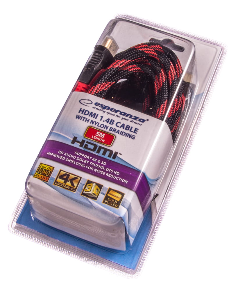 Kabel HDMI-HDMI 5m v1,4b EB195 oplot - Henryx24