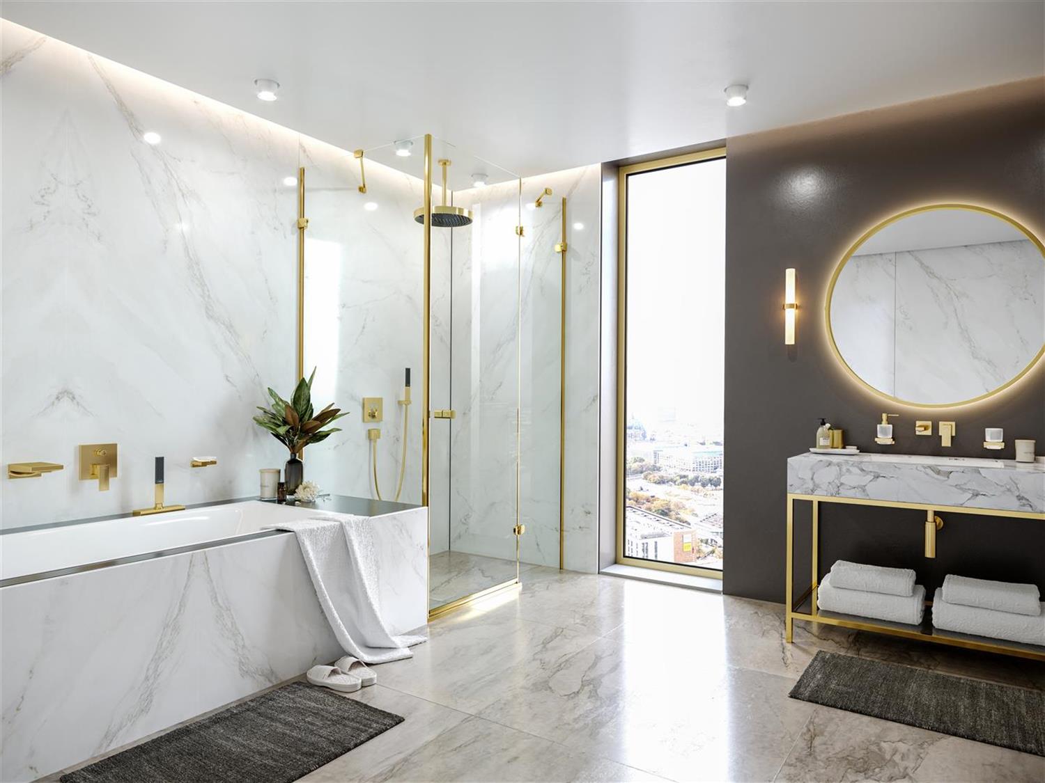 Hansgrohe Metropol bateria wannowo-prysznicowa podtynkowa złota 32546990
