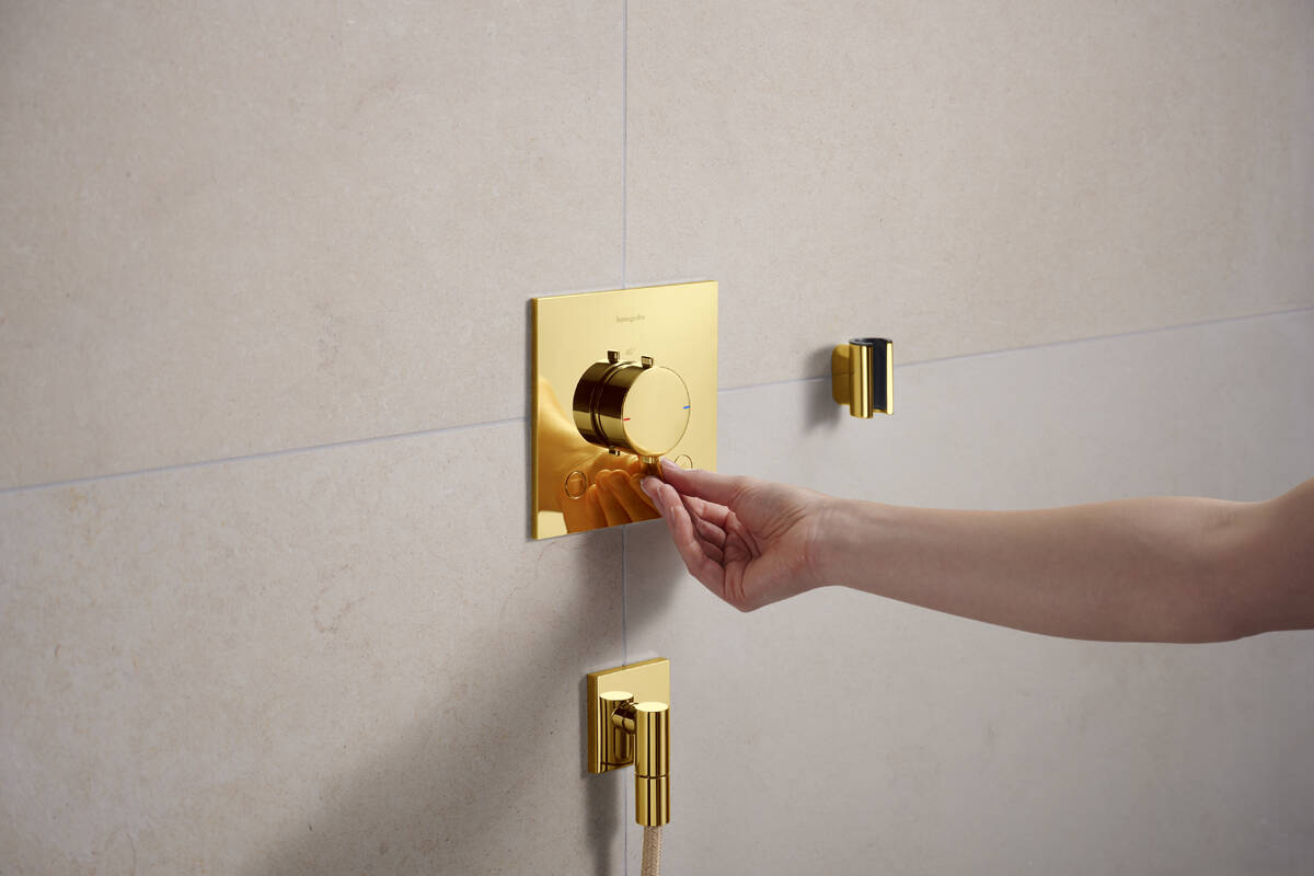 Hansgrohe Ecostat Comfort E bateria wannowo-prysznicowa podtynkowa termostatyczna złoty optyczny polerowany 33711990
