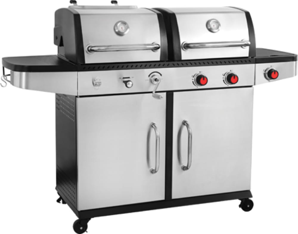 Grill węglowo-gazowy z 2 palnikami i palnikiem bocznym