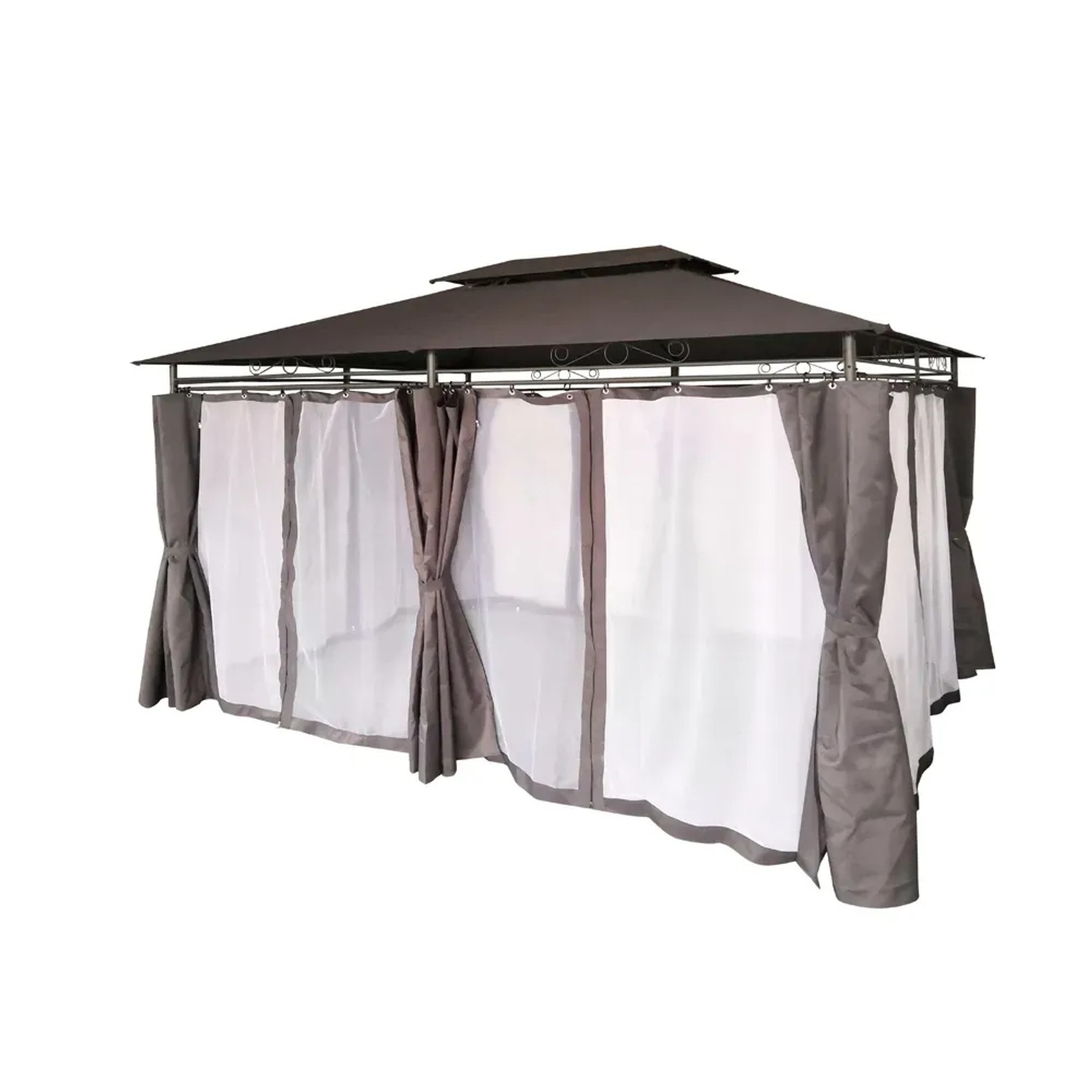 Pawilon ogrodowy z moskitierą szary - 3 x 4 m