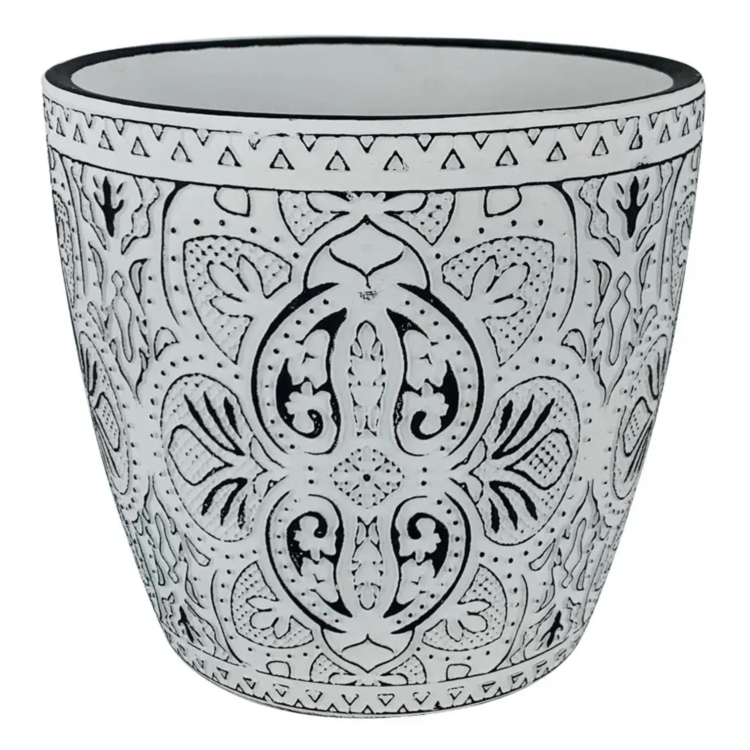 Osłonka India terakota biały/czar - śr. 13 cm