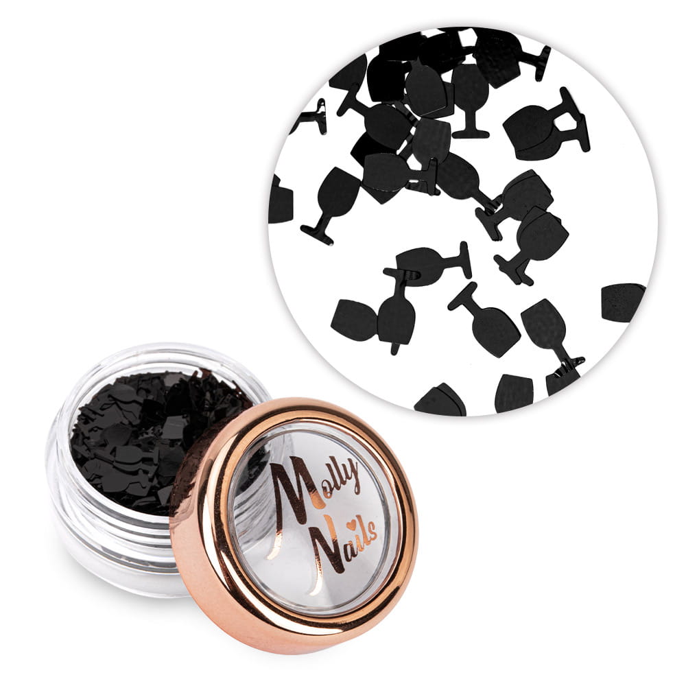 Ozdoba do paznokci kieliszki czarne Molly Nails 2g