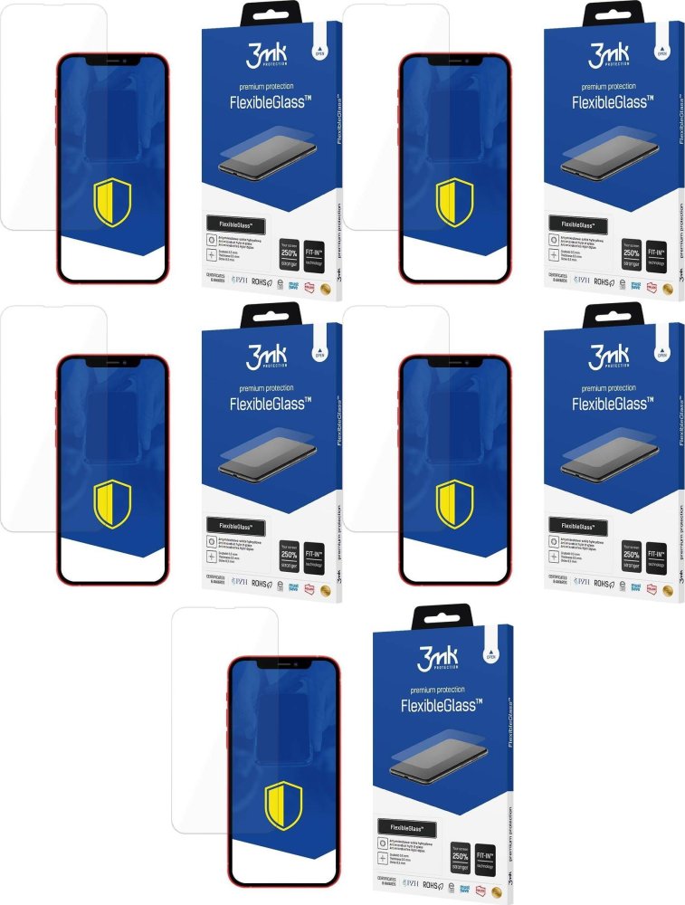 5x Szkło hybrydowe 3mk FlexibleGlass, do iPhone 13/13 Pro