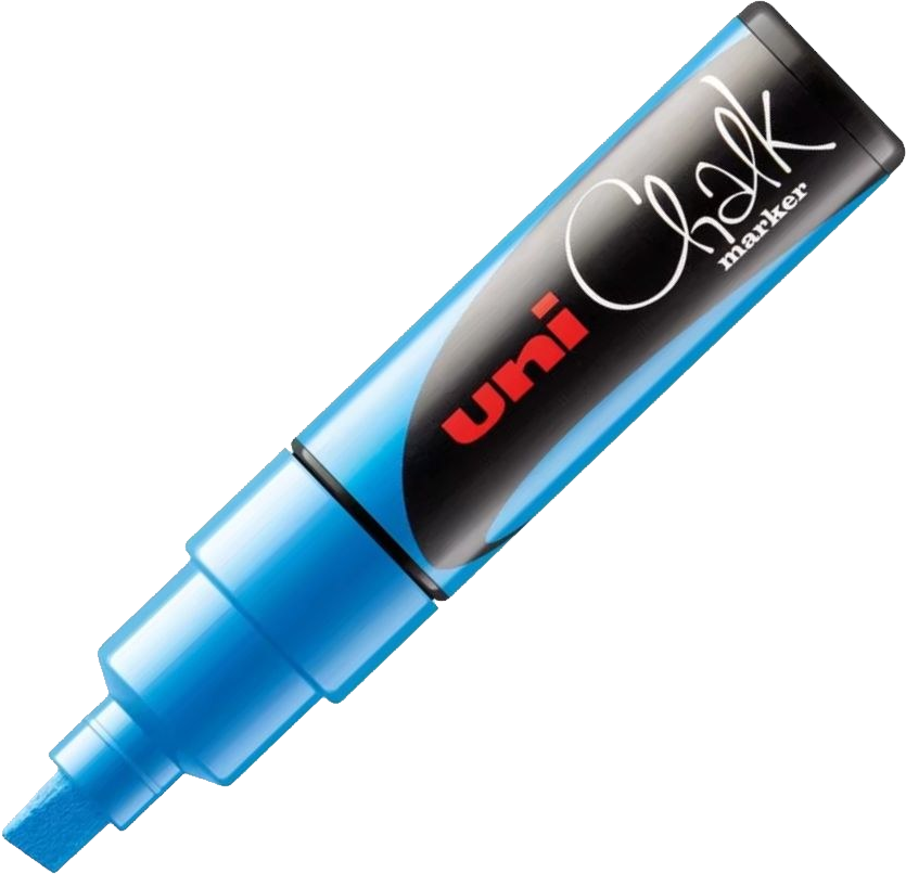 Marker kredowy Uni PWE-8K, ścięta, jasnoniebieski