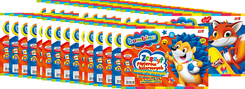 30x Zeszyt papierów kolorowych Bambino Zwierzaki Uczniaki, samoprzylepny, B4, 8 kartek