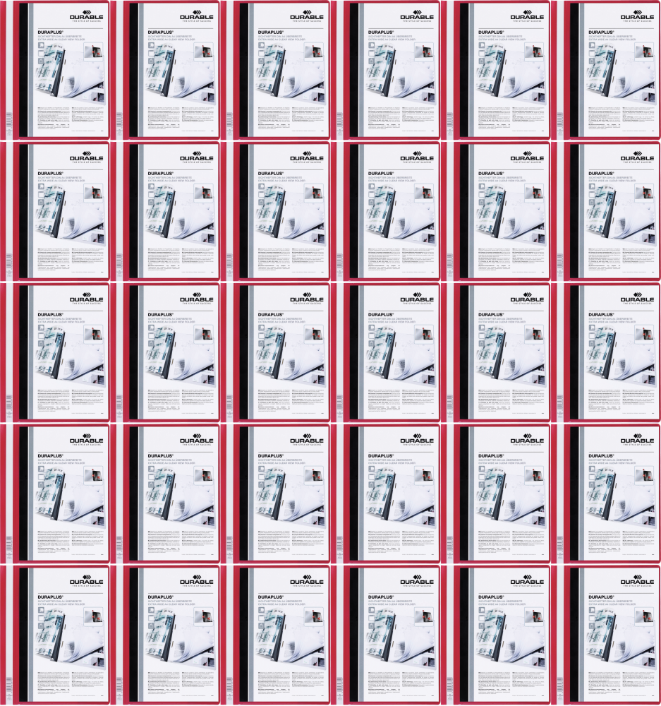50x Skoroszyt plastikowy Duraplus Durable, A4, prezentacyjny, czerwony