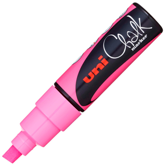 Marker kredowy Uni PWE-8K, ścięta, różowy